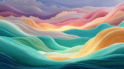 Soft pastel waves with natural organic curves, calm background symbolizing mindfulness and inner peace