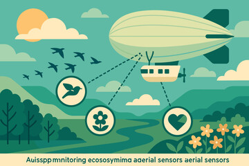 Aerial blimp tracking wildlife, plants, and ecosystem health data