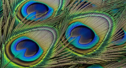 Obraz premium Peacock Plumage Iridescent Feather CloseUp Beauty in Detail.