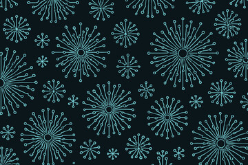 Abstract seamless pattern featuring intricate circular designs resembling digital connections and circuits.