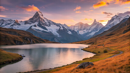 Beautiful Matterhorn Mountain Lake Landscape