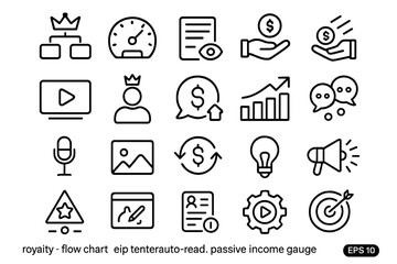 Fototapeta premium Minimalist business and marketing icon set for UI design