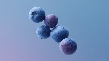 Floating blueberries levitate in ethereal twilight, evoking Nordic Midsummer feasts, antioxidant grace, and whimsical berry-centric dreams