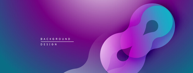 Abstract purple, blue gradient. Flowing shapes create infinity symbol. Modern design for backgrounds, presentations.