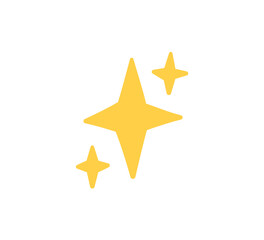 Doodle glitter twinkle star icon. Yellow hand drawn shine star burst symbol. Sketch magic blink. Doodle spark shape icon. Vector illustration on white background.