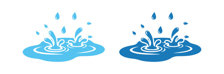Water Splash Drops Icons Vector Rain Puddle Wet Liquid Elements