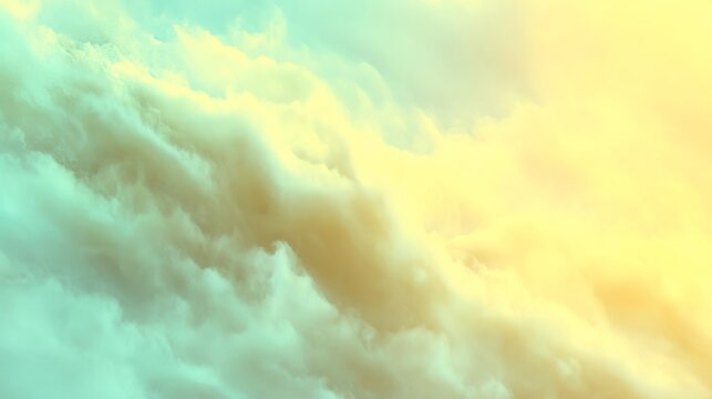 Dreamy pastels dance across ethereal clouds, evoking serenity and contemplation, reminiscent of Holi and Dia de la Paz