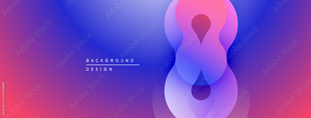 Poster Abstract gradient background features overlapping shapes. Pink, purple, blue hues create smooth transition, modern design element.