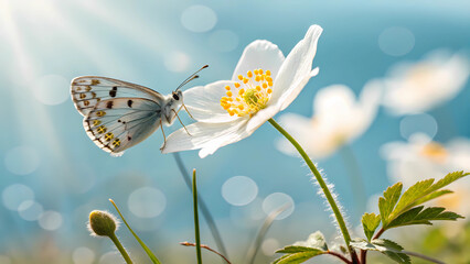 Beautiful butterfly on white flower spring nature wallpaper background desktop hd stock photo image free
