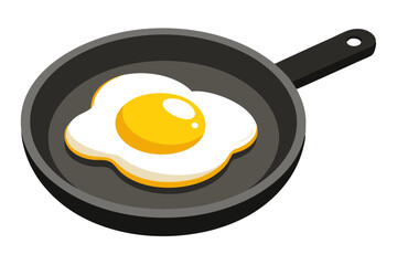 Minimal Fried Egg in Pan on White
