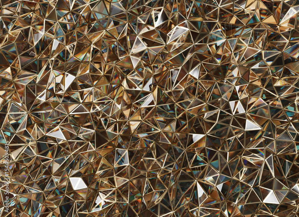 Aufkleber luxury abstract realistic gold geometry texture reflection close up background 3d rendering