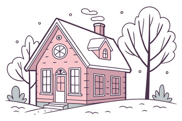 Cute Snow House in Winter Scene Design