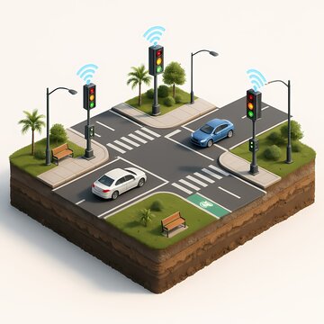 Smart Traffic Intersection with AI-Controlled Lights  
