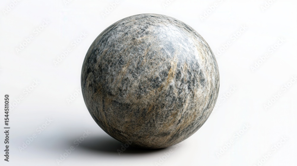 Aufkleber smooth gray marble sphere with intricate patterns and textures showcasing natural mineral formations