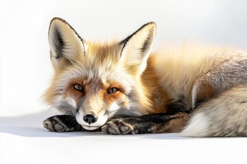 Obraz premium Red Fox Lying Down on Snow