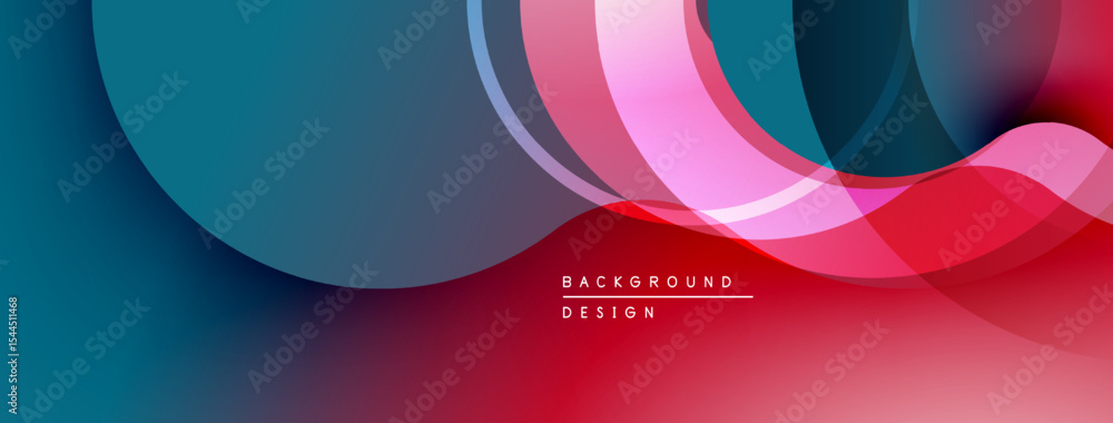 Leinwandbilder abstract background features overlapping circles, waves. colors transition from blue to pink, red. m