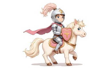 A Young Knight on a Pony:  A Charming Illustration of Medieval Fantasy