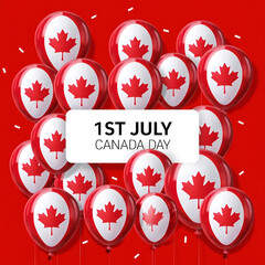 Canada day celebration red balloons maple leaf