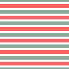 Horizontal stripes in traditional for Christmas retro green and red colour scheme vector seamless pattern. Geometric abstract background. Perfect for holiday wrapping paper, party decor, textiles