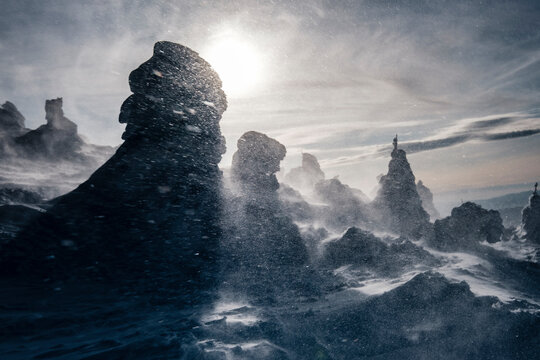 Ice-covered juhyo snow monster trees of Mt. Zao, Yamagata, Japan.