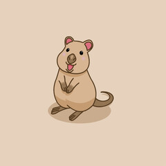 Cute vector illustration of a smiling Quokka from Australia. Ideal for kids’ designs, prints, and educational use. 