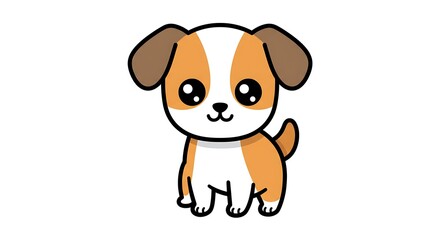 Cute Puppy Cartoon Illustration Standing on White Background