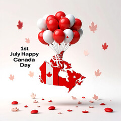 Happy canada day celebration balloons and map
