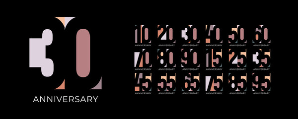 Pastel nude birthday anniversary numbers for jubilee. Stylish soft tones for celebration design, wedding cards, years milestone branding, fashion visuals. Feminine premium layout. Vector illustration
