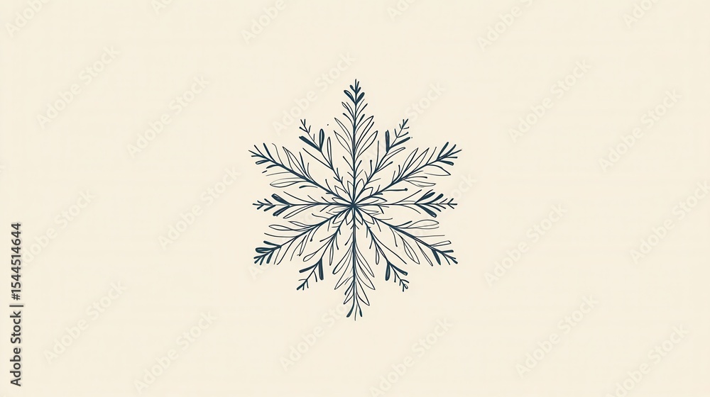 Poster elegant and intricate snowflake design with delicate leaves on a light neutral background ideal for 