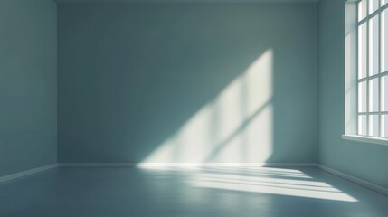 Fototapeta premium Empty room with bright sunlight casting shadows on the floor and walls of a serene space, perfect for minimalist interior design concepts