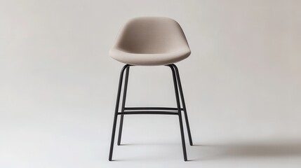 Modern Minimalist Bar Stool with Smooth Upholstered Seat and Sleek Metal Legs in Neutral Tones for Contemporary Interior Design Projects
