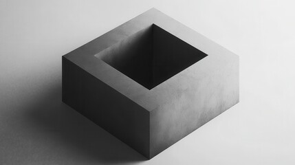 Abstract geometric shape representing a hollow square structure in minimalistic monochrome, showcasing modern design and artistic expression in a fresh perspective