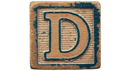 Wooden block letter d vintage texture alphabet