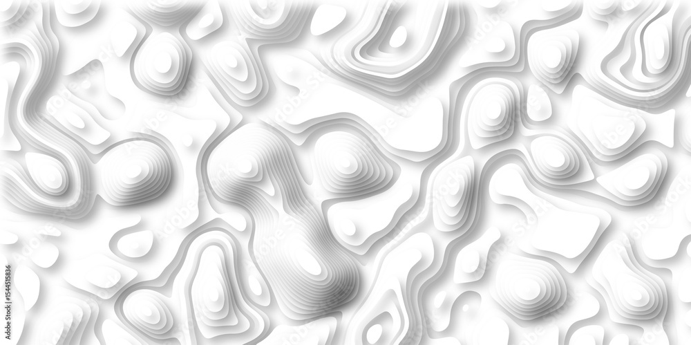 Poster paper cut 3d render topography abstract, beautiful white background. geometric map relief texture wi