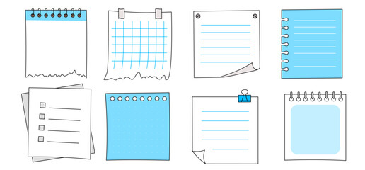 Blue digital notepaper collection for productivity apps, ideal for mobile and desktop interfaces


