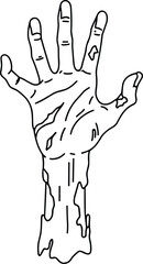 Creepy Zombie Hand Line Drawing – Scary Halloween Undead Vector Art