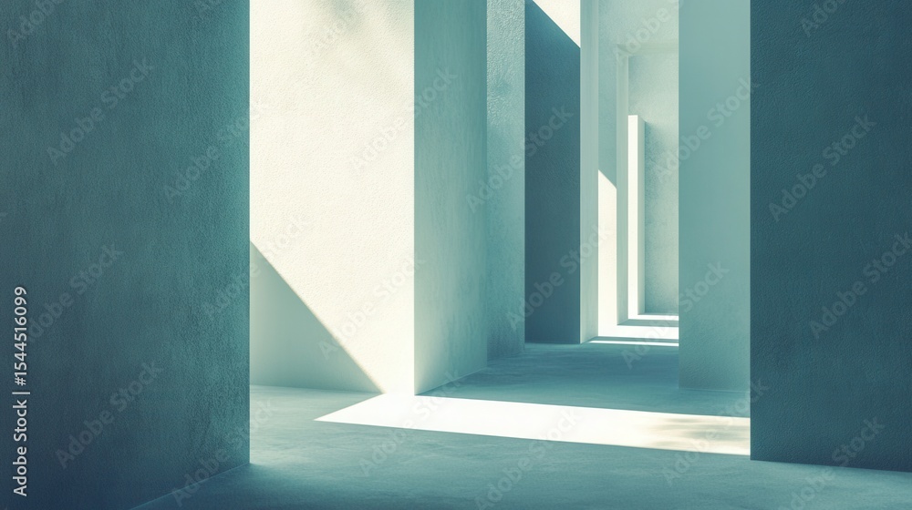 Aufkleber a minimalist space featuring soft light and abstract architectural design in bright tones and subtle