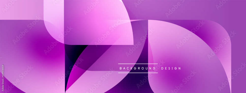 Aufkleber Abstract purple design features overlapping rounded rectangles, gradients, dynamic composition. Minimal text reads background design.