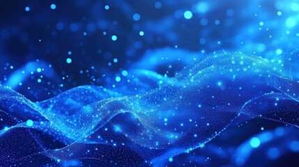  Abstract Blue Digital Background with Glowing Dots and Waves of Data Flow, Showcasing the Infinite Possibilities and Innovative Concepts of Future Technology