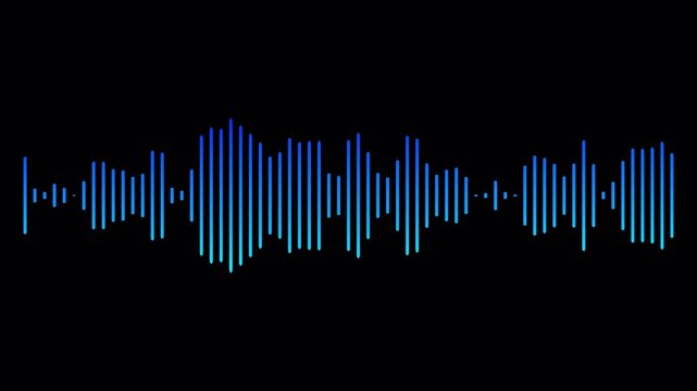 Audio sound waveform Animation, line audio wave visualization on a transparent background Sound audio equalizer animation, sound wave, Audio spectrum in 4k.