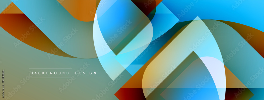 Aufkleber abstract geometric shapes overlap, creating vibrant color gradients. modern design elements suggest 