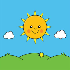 Fototapeta premium cartoon sunny summer day .eps