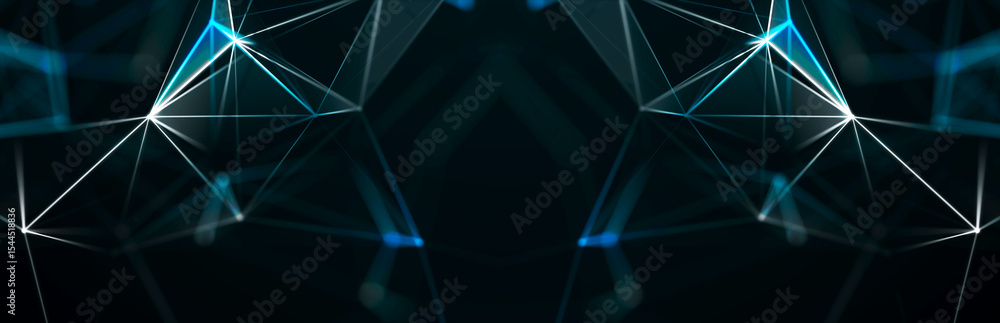 Poster polygonal background with dots and lines. network connection structure. science and technology. 3d