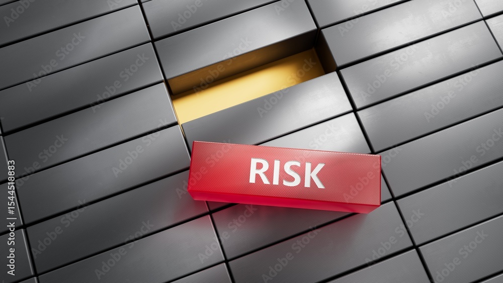 Poster word risk on wooden cubes with copy space.close up of wooden elements,business concept.3d rendering 