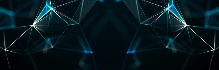Polygonal background with dots and lines. Network connection structure. Science and technology. 3d