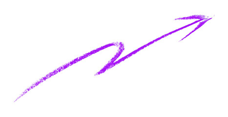 Obraz premium Purple arrow symbol colored pencil isolated on transparent background