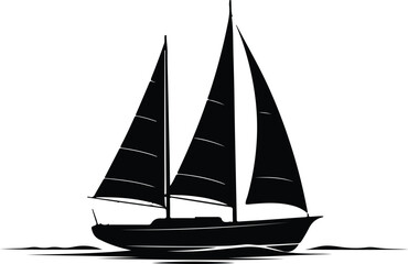 Boat Silhouette Icon Vector Minimalist Nautical Symbol on White Background