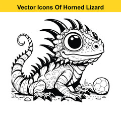 Obraz premium Horned Lizard Cartoon Vector – Desert Reptile Western Style