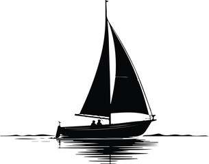 Boat Silhouette Icon Vector Minimalist Nautical Symbol on White Background