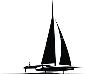Boat Silhouette Icon Vector Minimalist Nautical Symbol on White Background